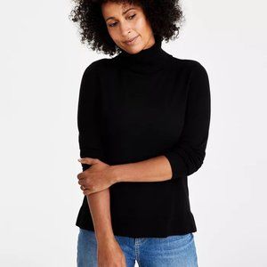 STYLE CO PETITE RIBBED TURTLENECK TUNIC DEEP BLACK PM